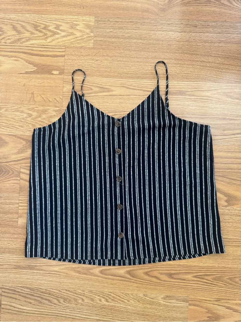 Maurices Black & White Striped Button Tank Top - XL